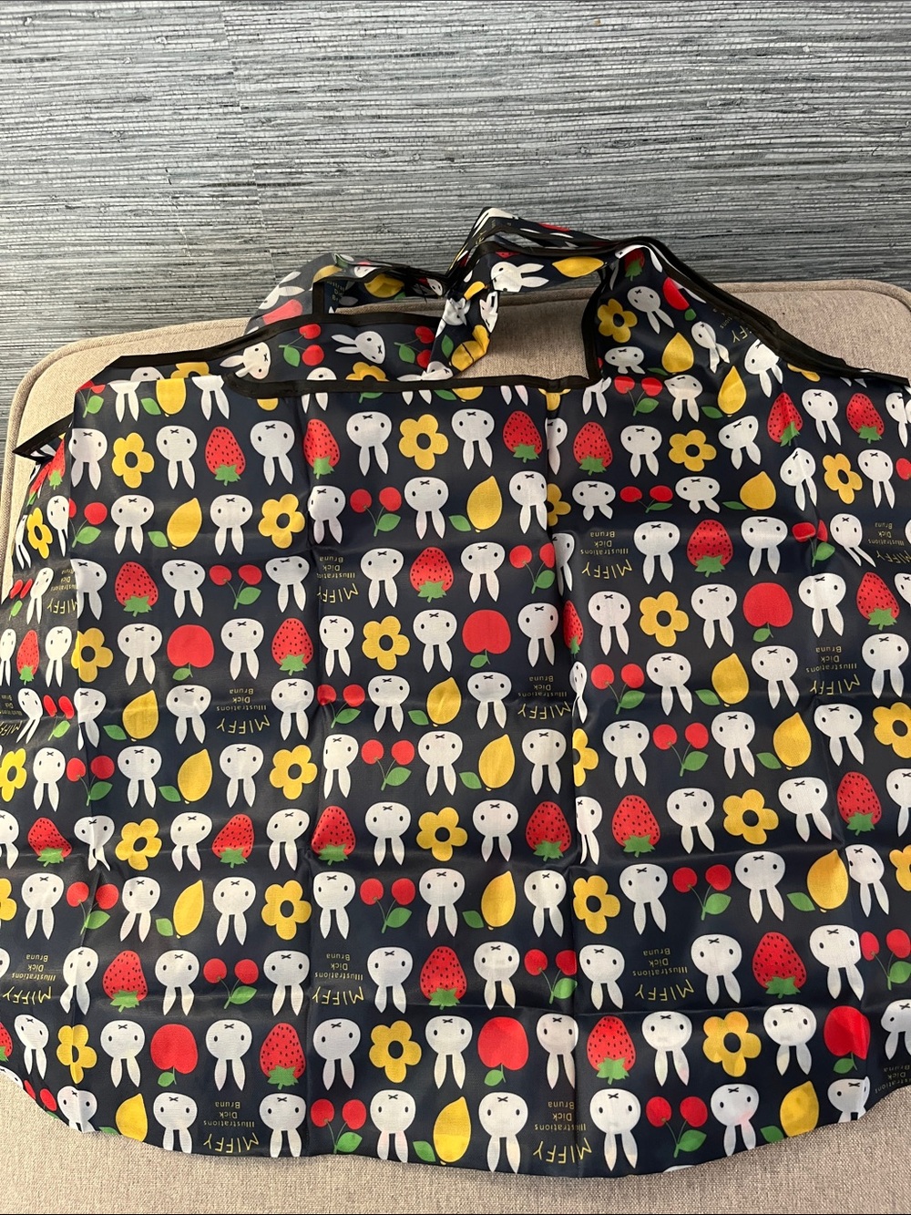 New Miffy Tote Bag - Navy Blue with White, Red, Yellow & Green Prints - Picture 2 of 6